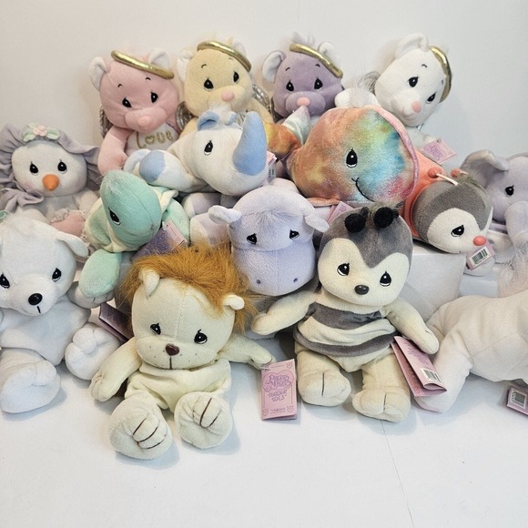 1997 Precious Moments Tender Tails Beanies - Set of 3 - Lion  Bear Precious Moments Tender Tails Baby Plush Stuffed Animal 1997 Vintage Beanie